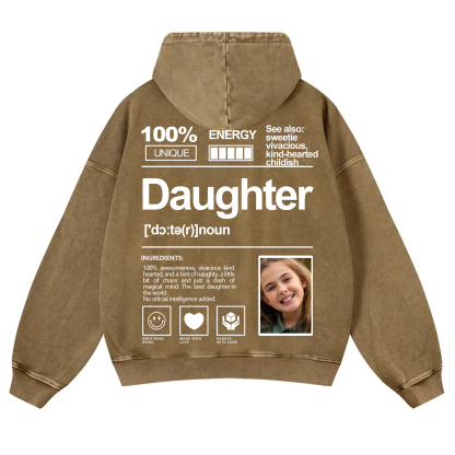 Addcustom Photo Daughter Vintage Washed Hoodie