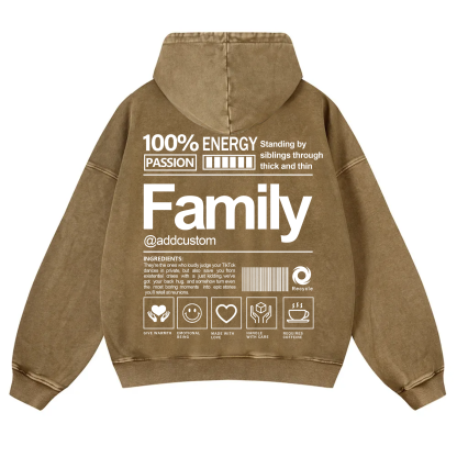 Family Addcustom  Vintage Washed Hoodie