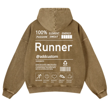 Addcustom Runner Casual Washed Hoodie
