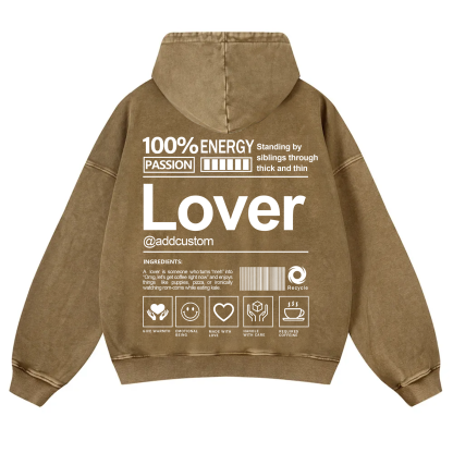 Lover Addcustom  Vintage Washed Hoodie