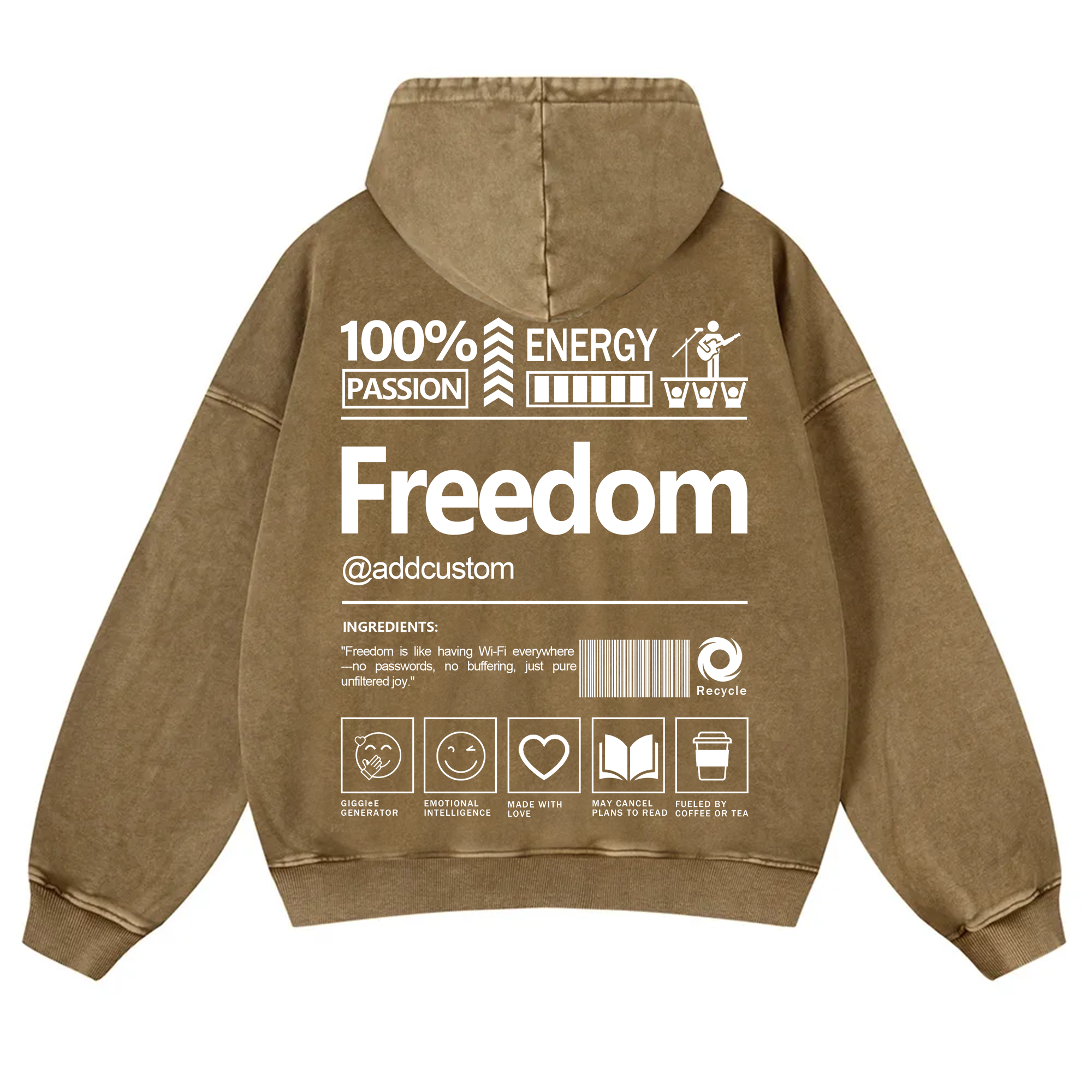 Freedom Addcustom  Vintage Washed Hoodie