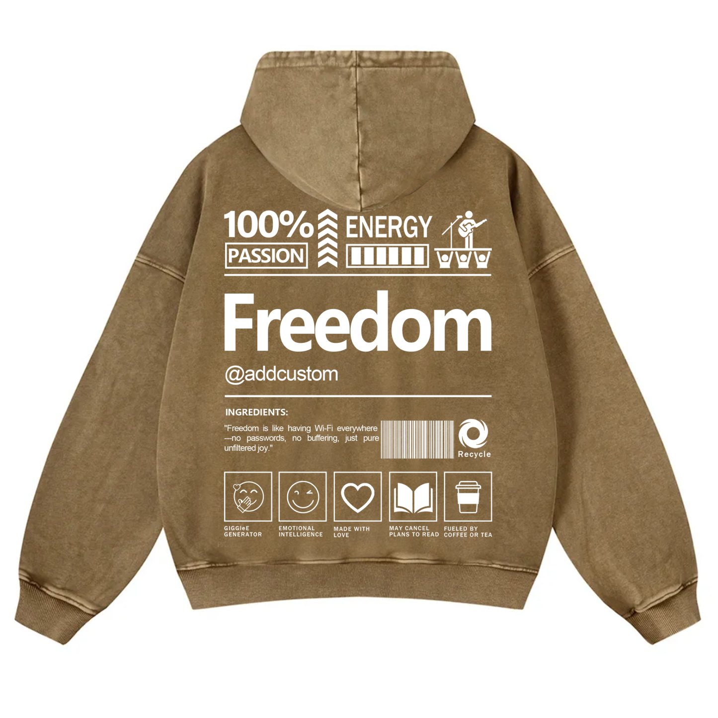 Freedom Addcustom  Vintage Washed Hoodie