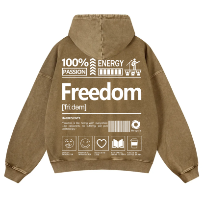 Freedom Unisex Fit Vintage Washed Hoodie