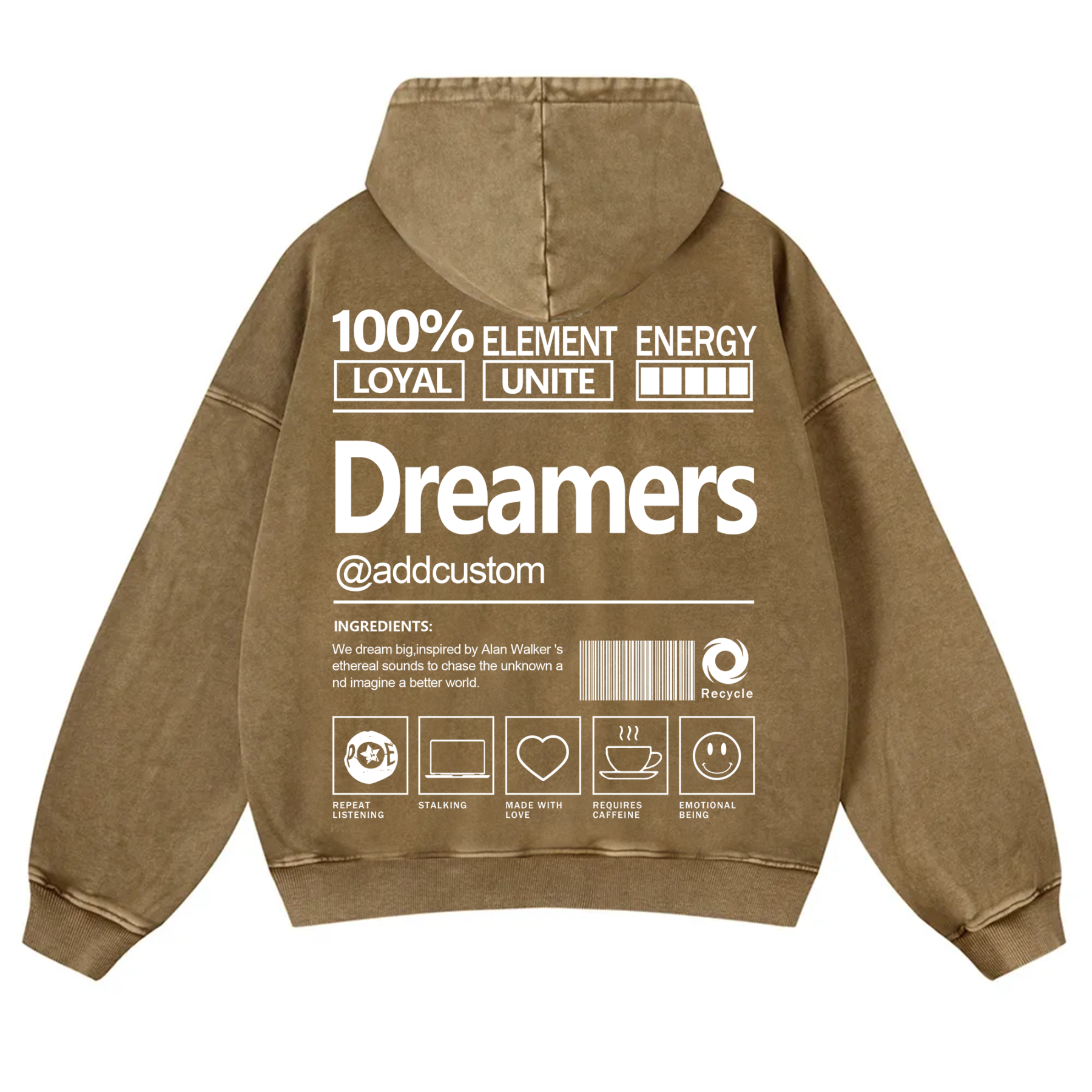 Dreamers Addcustom Unisex Fit Vintage Washed Hoodie