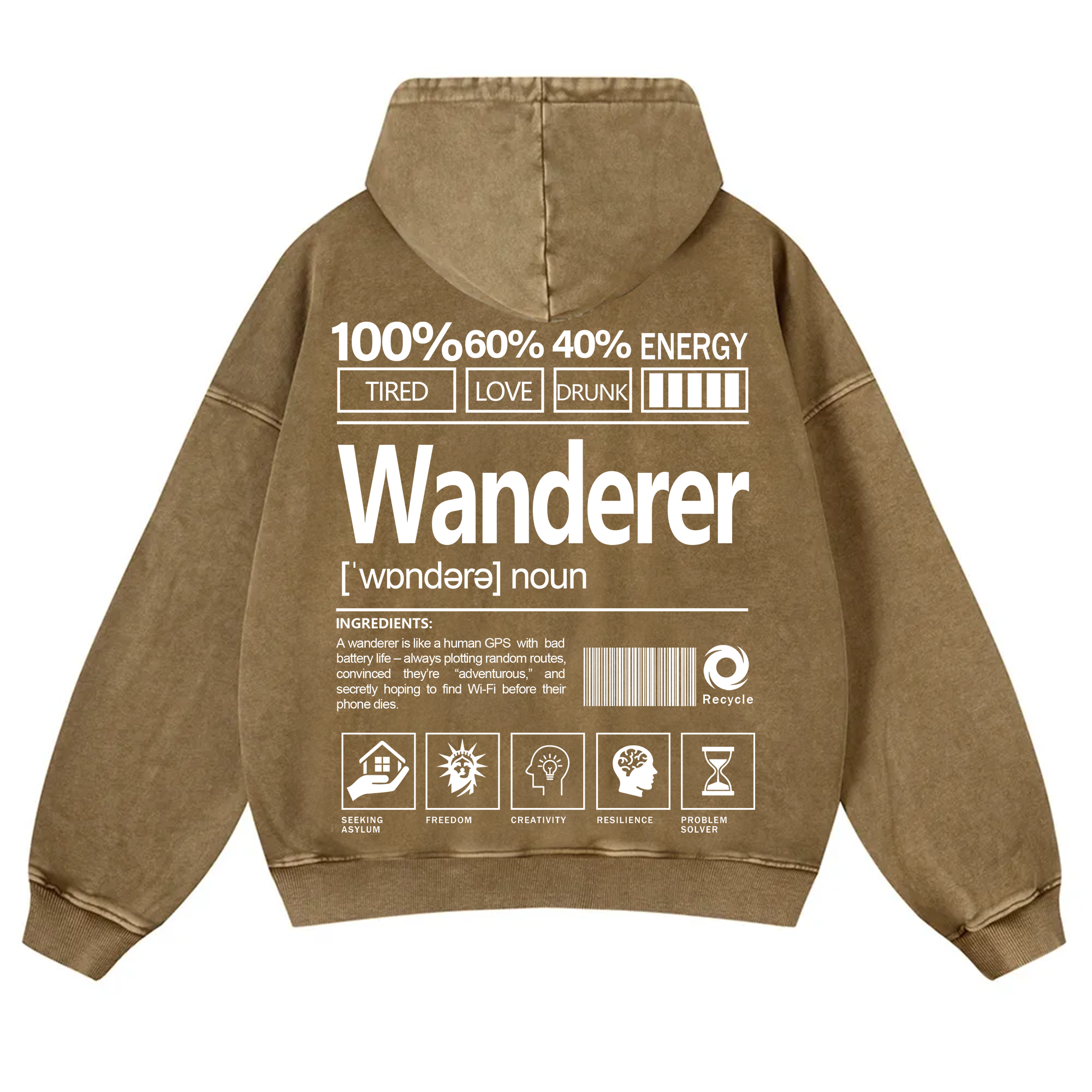 Wanderer Unisex Fit Vintage Washed Hoodie