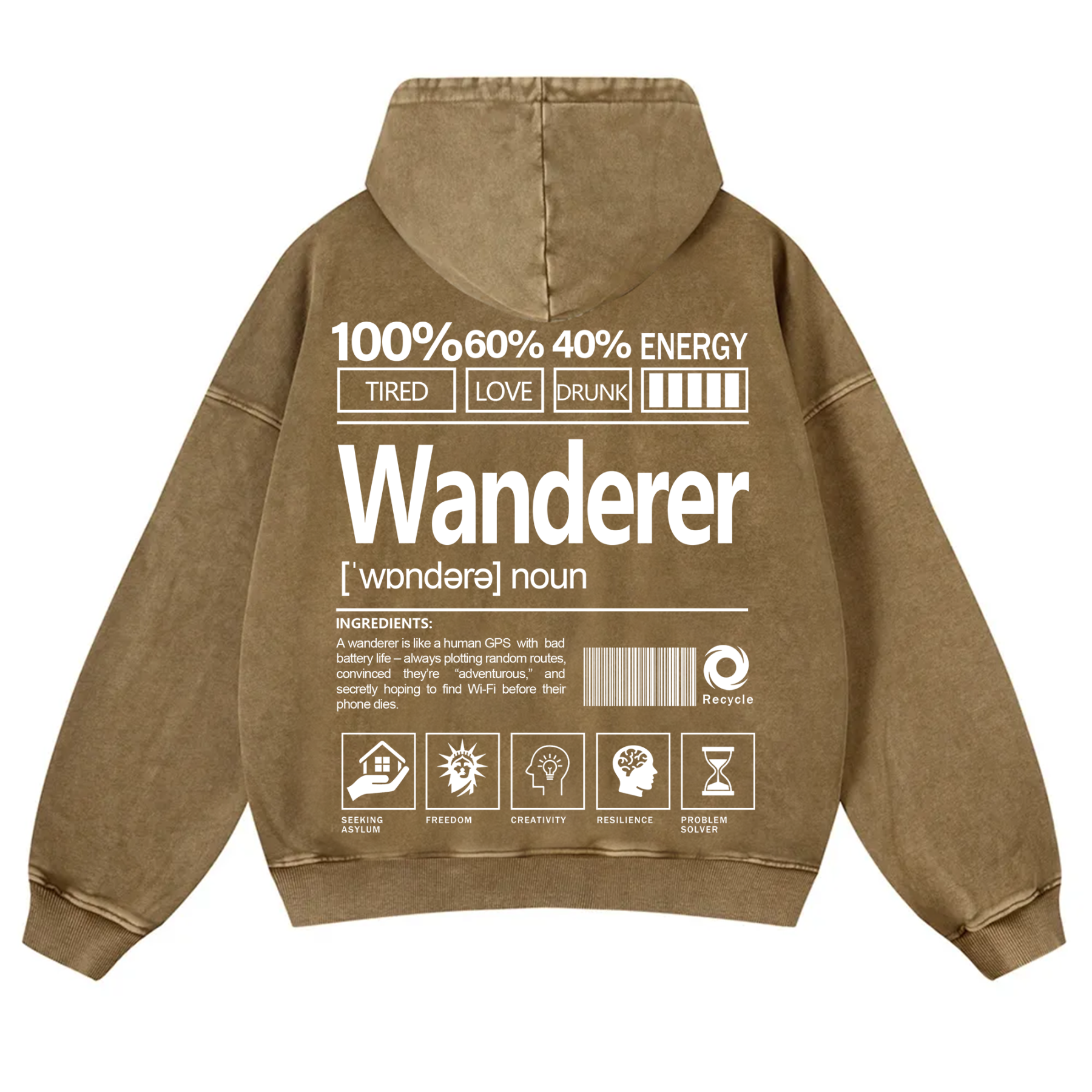 Wanderer Unisex Fit Vintage Washed Hoodie