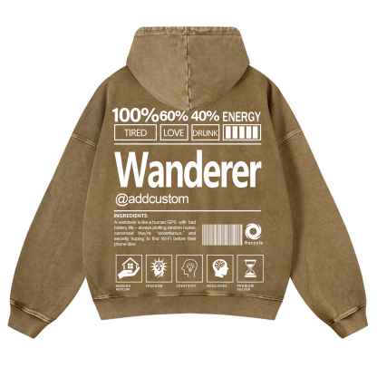 Wanderer Addcustom Unisex Fit Vintage Washed Hoodie