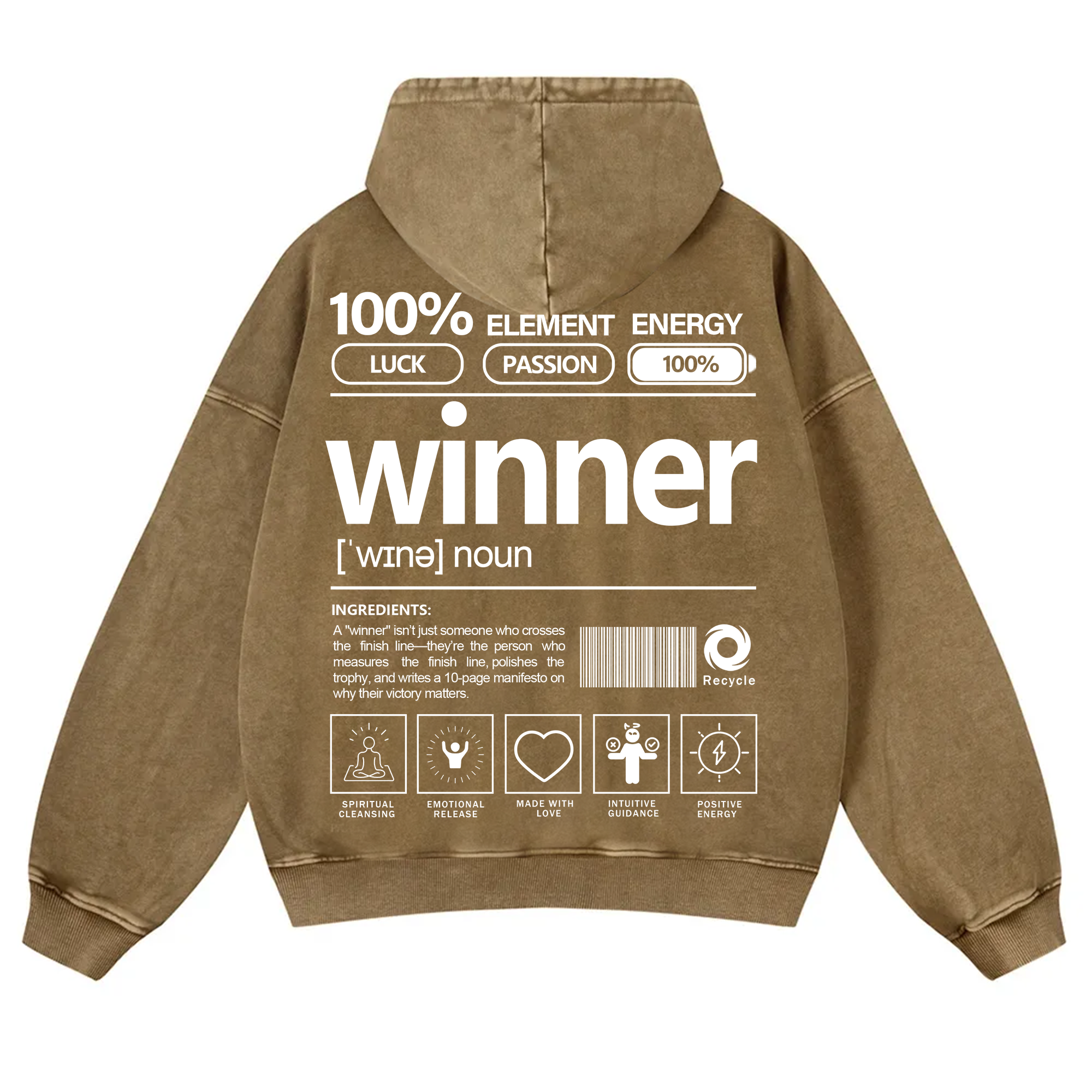 Winner Unisex Fit Vintage Washed Hoodie