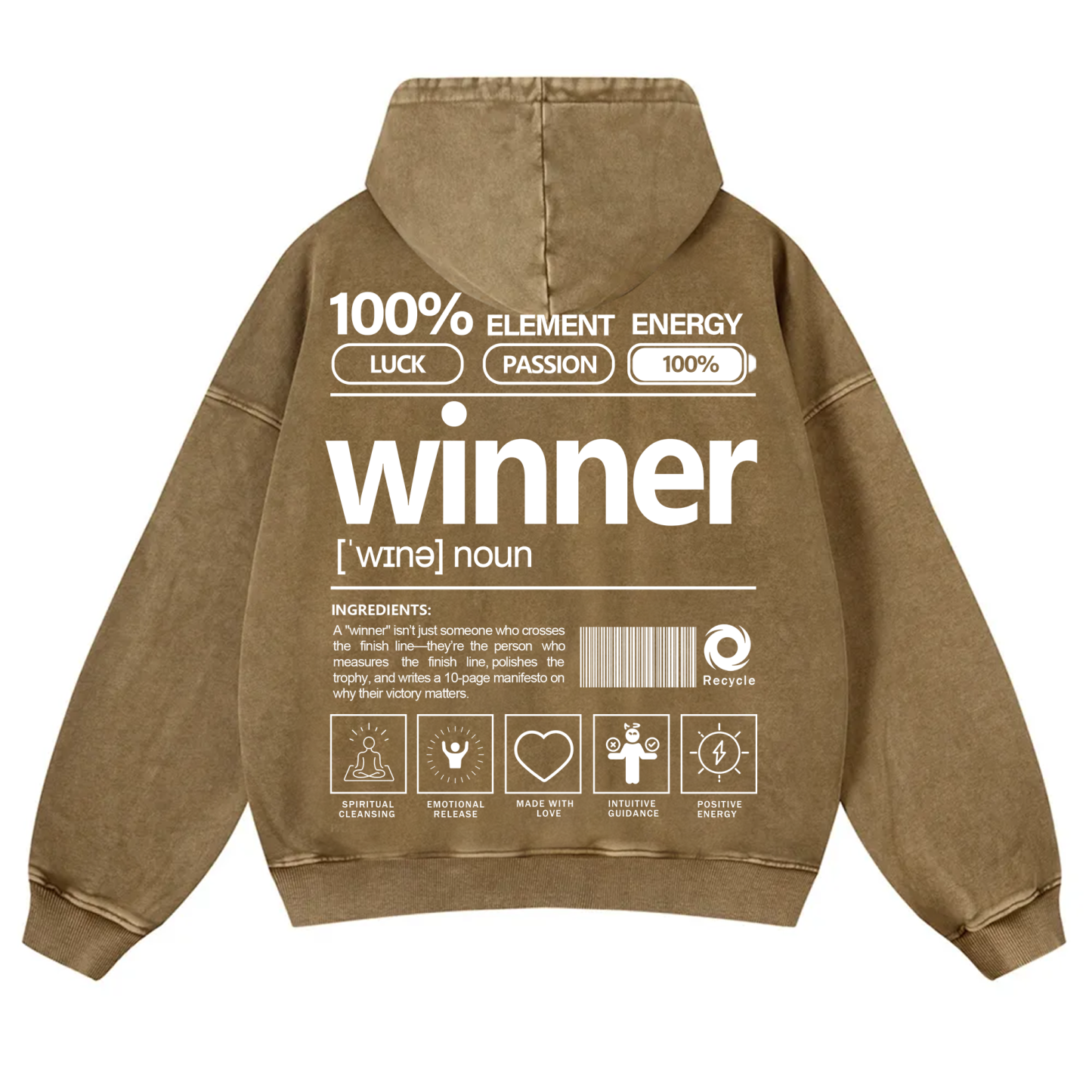 Winner Unisex Fit Vintage Washed Hoodie