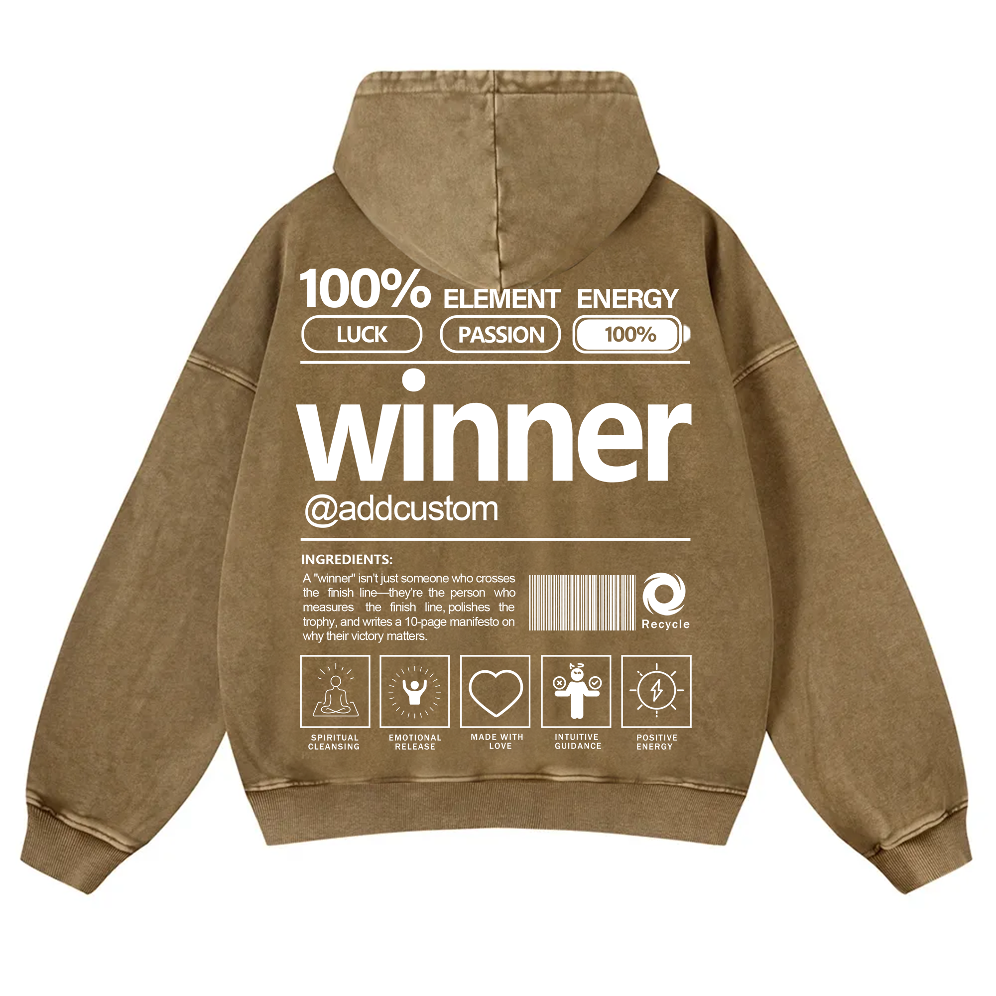 Winner Addcustom Unisex Fit Vintage Washed Hoodie
