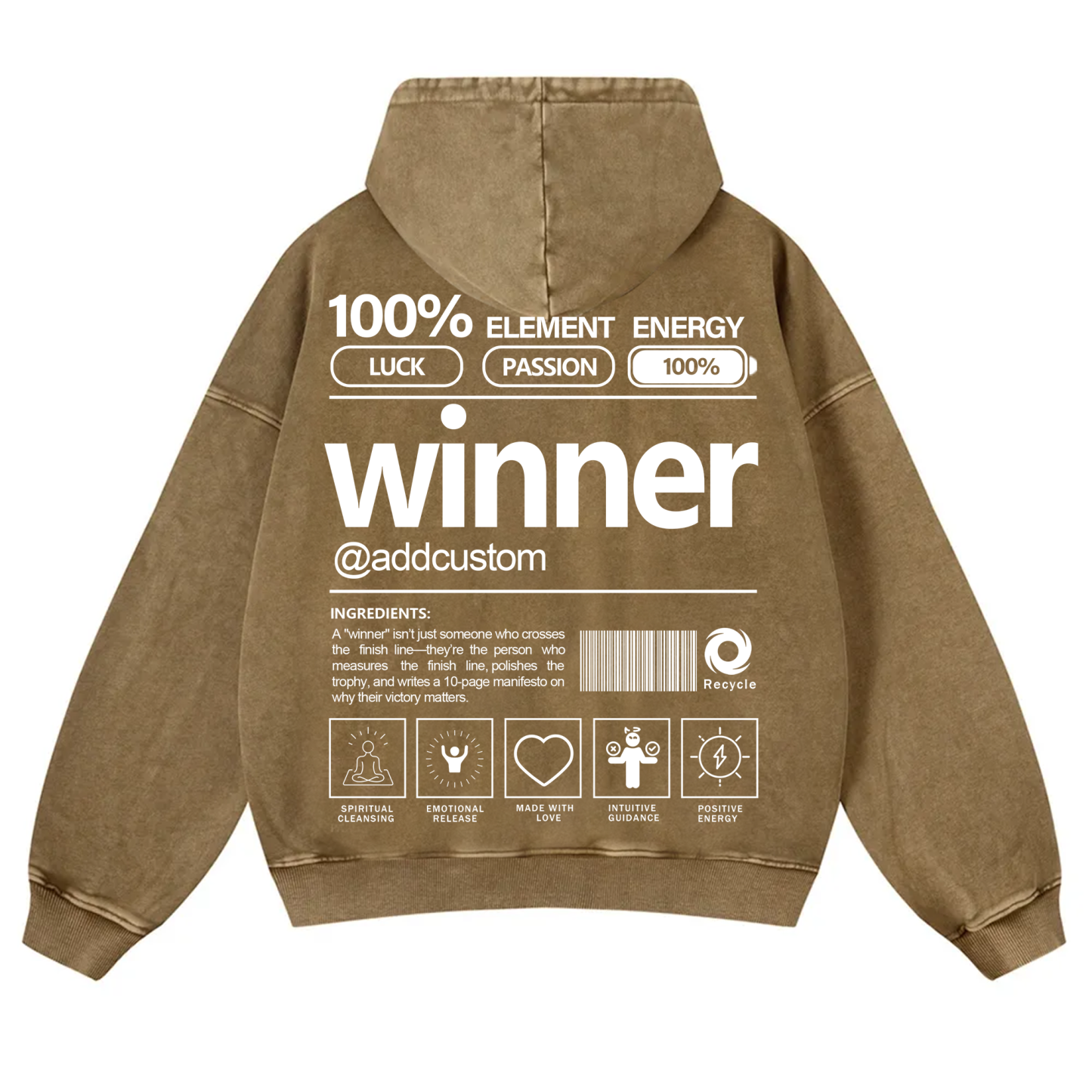Winner Addcustom Unisex Fit Vintage Washed Hoodie