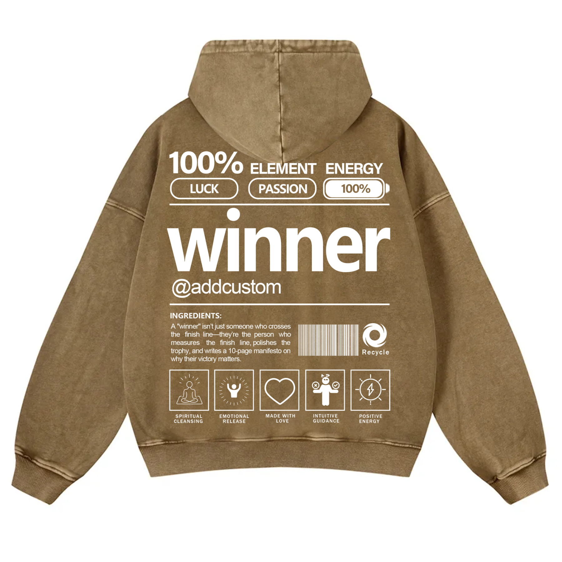 Winner Addcustom Unisex Fit Vintage Washed Hoodie
