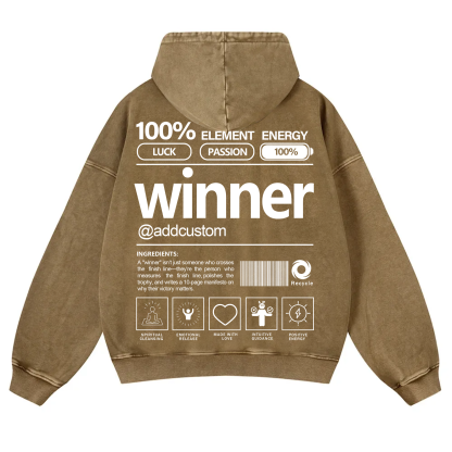 Winner Addcustom Unisex Fit Vintage Washed Hoodie