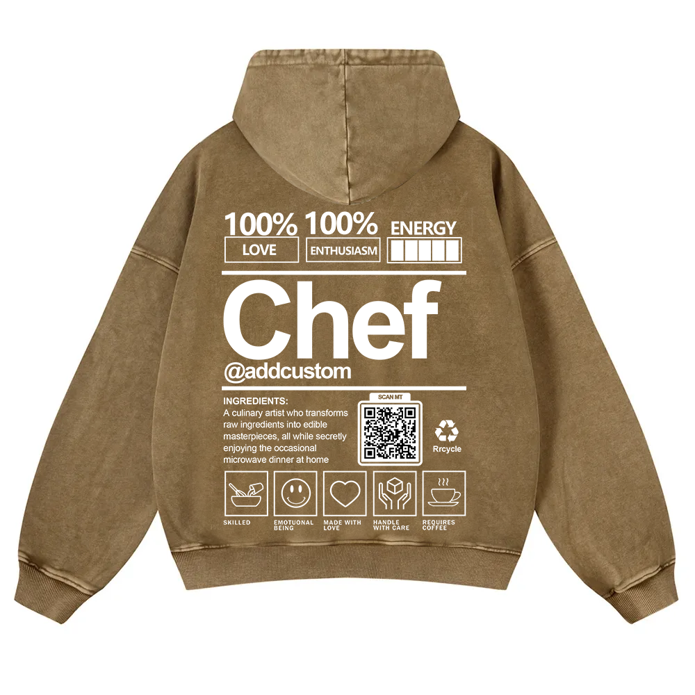 Chef Addcustom QR Code Unisex Fit Vintage Washed Hoodie