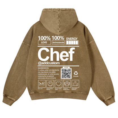 Chef Addcustom QR Code Unisex Fit Vintage Washed Hoodie