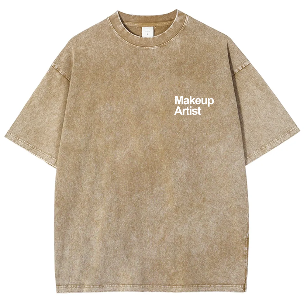 Wearishow Makeup Artist Addcustom QR Code Unisex Fit Washed T-Shirt