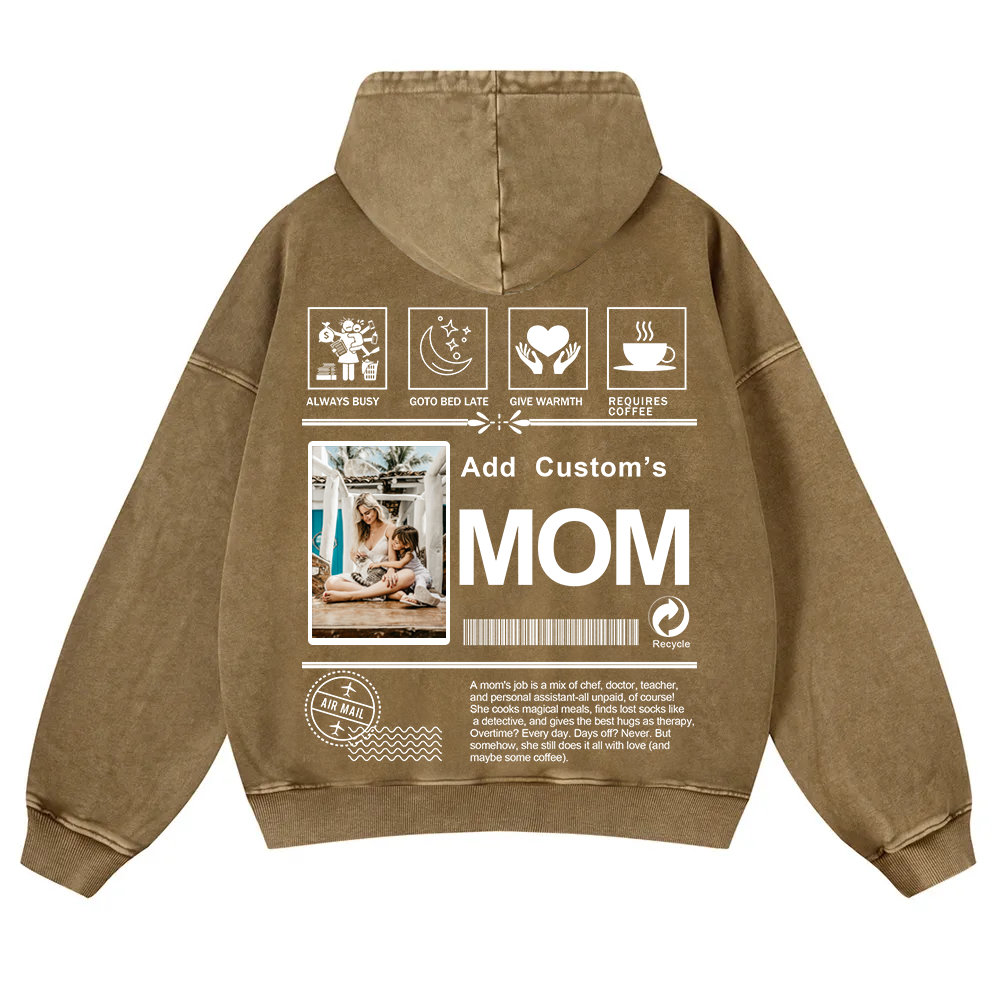 MOM Custom Casual Washed Hoodie wearishow