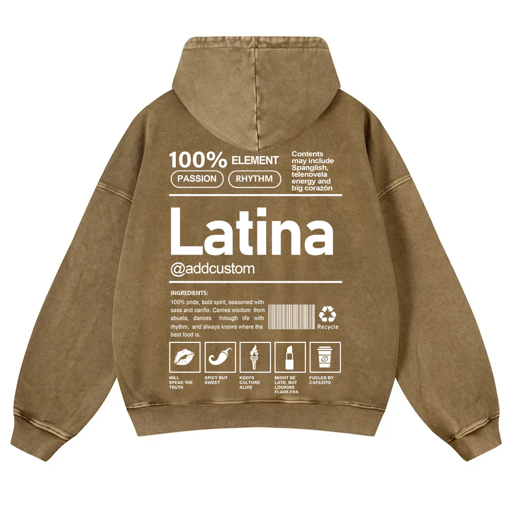 Latina Addcustom Unisex Fit  Washed Hoodie wearishow