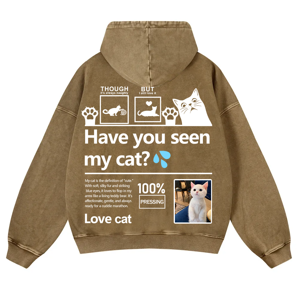 Cat Trick Customized Unisex Casual Washed Hoodie wearishow