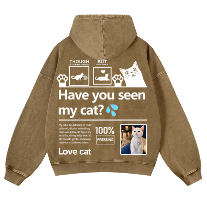 Cat Trick Customized Unisex Casual Washed Hoodie wearishow