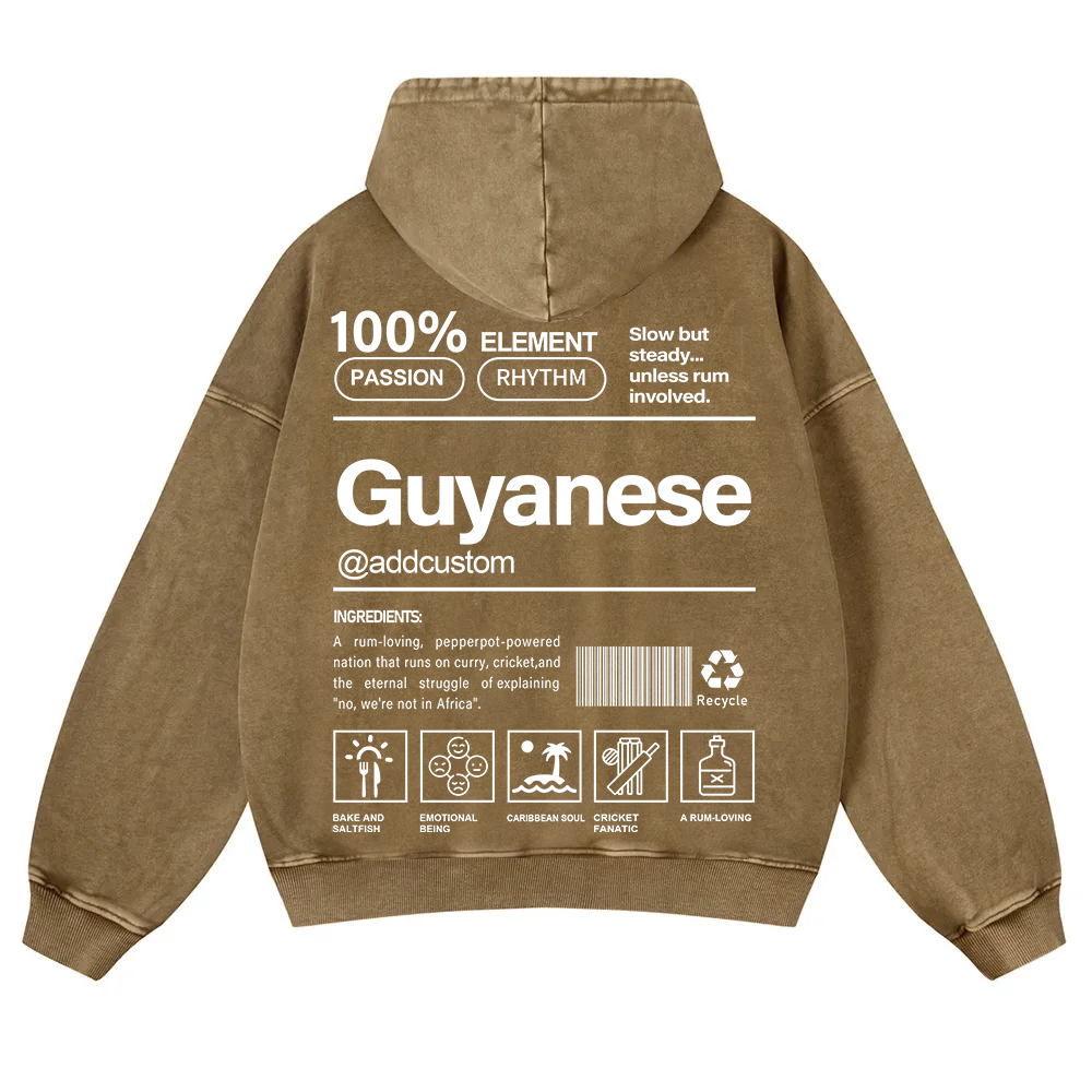 Guyanese Addcustom Unisex Fit  Washed Hoodie wearishow