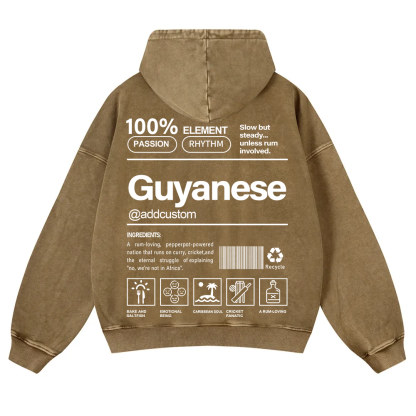 Guyanese Addcustom Unisex Fit  Washed Hoodie wearishow