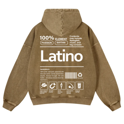 Latino Unisex Fit  Washed Hoodie wearishow