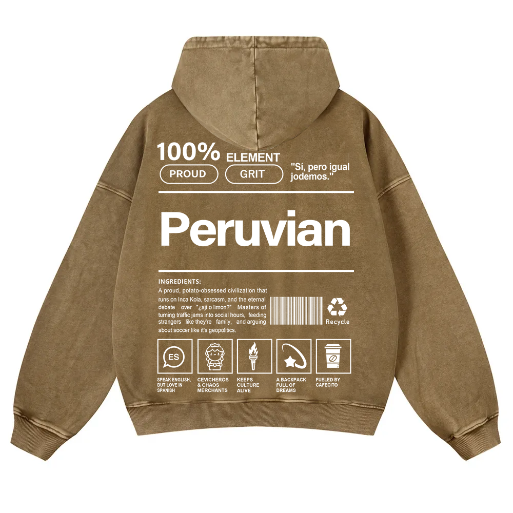 Peruvian Unisex Fit  Washed Hoodie wearishow
