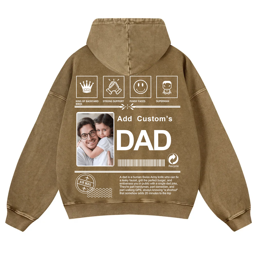 DAD Custom Casual Washed Hoodie wearishow