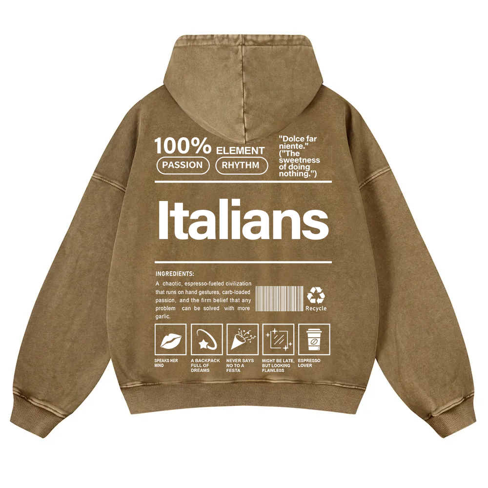 Italians Unisex Fit  Washed Hoodie wearishow
