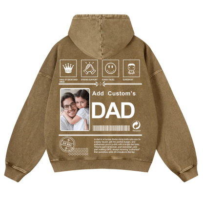 DAD Custom Casual Washed Hoodie wearishow