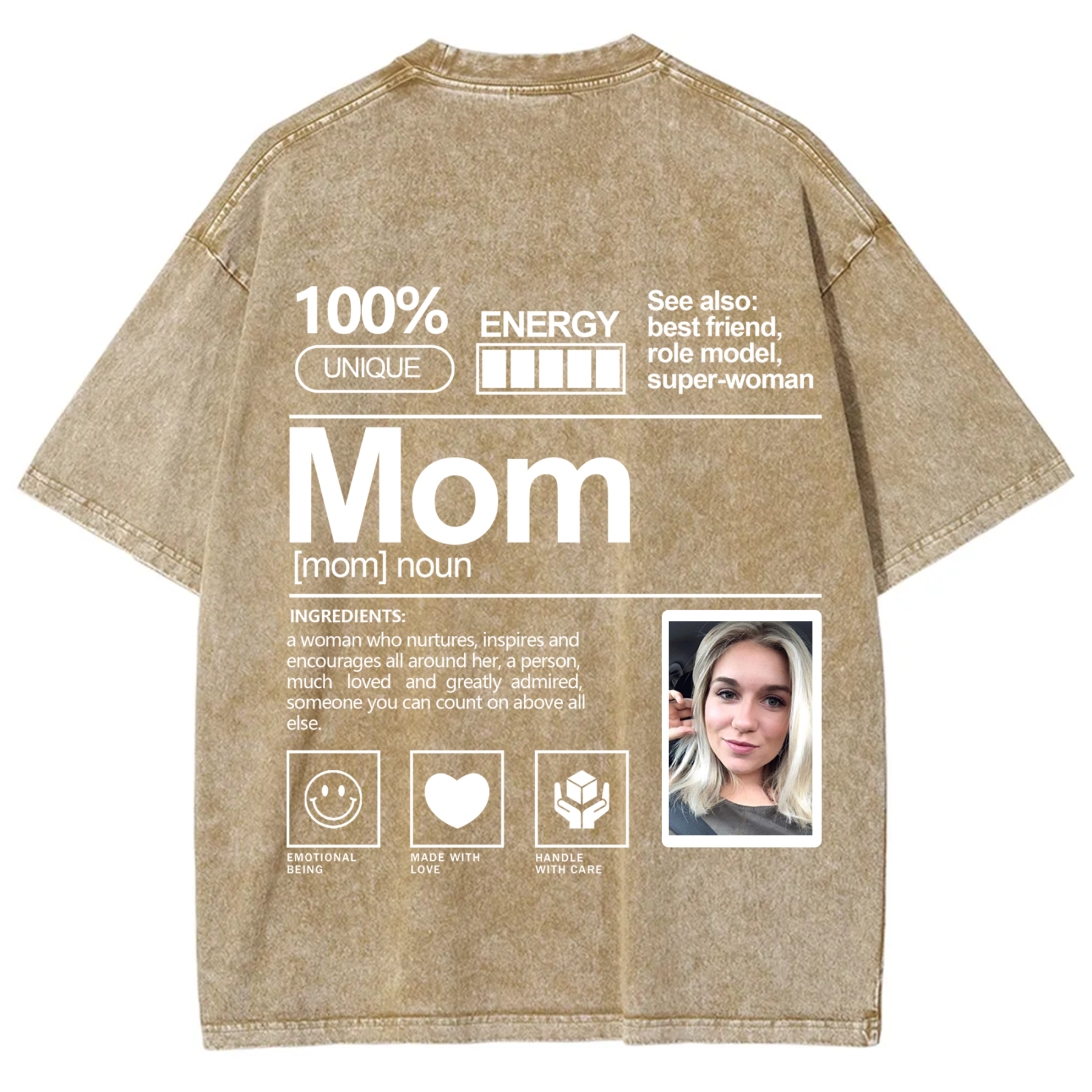 Addcustom Photo Mom Washed T-Shirt