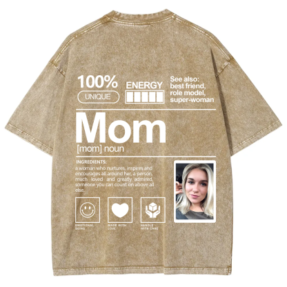 Addcustom Photo Mom Washed T-Shirt