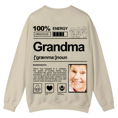 Addcustom  Photo Grandma Casual Crewneck Sweatshirt