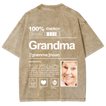 Addcustom Photo Grandma Washed T-Shirt