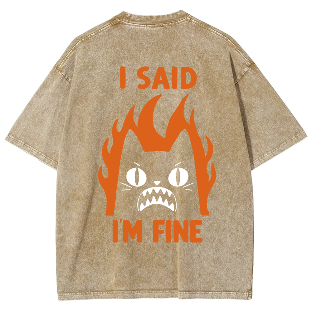 Unisex Vintage I am Fine Cat t-Shirt