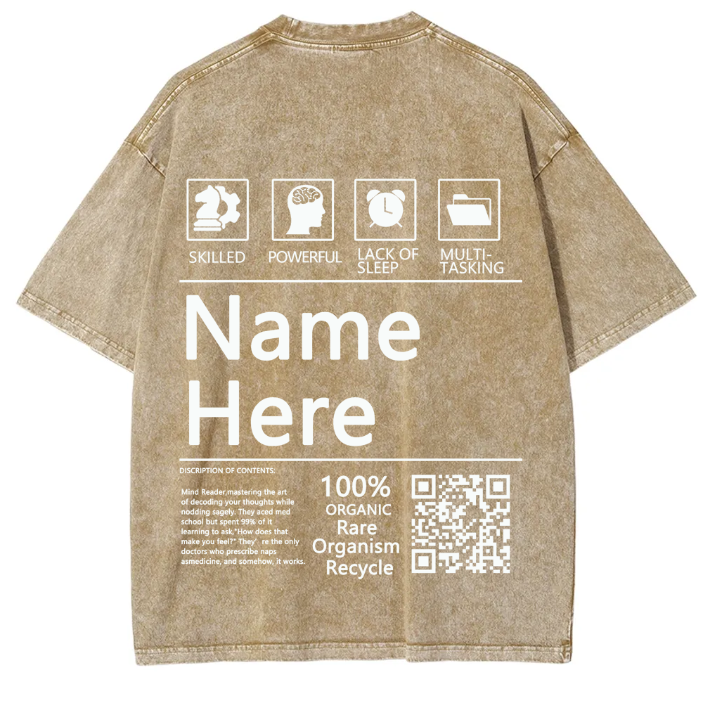 QR Code Customized Unisex Fit Washed T-Shirt