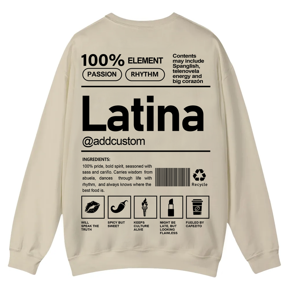Latina Addcustom Unisex Fit  Casual Crewneck Sweatshirt wearishow