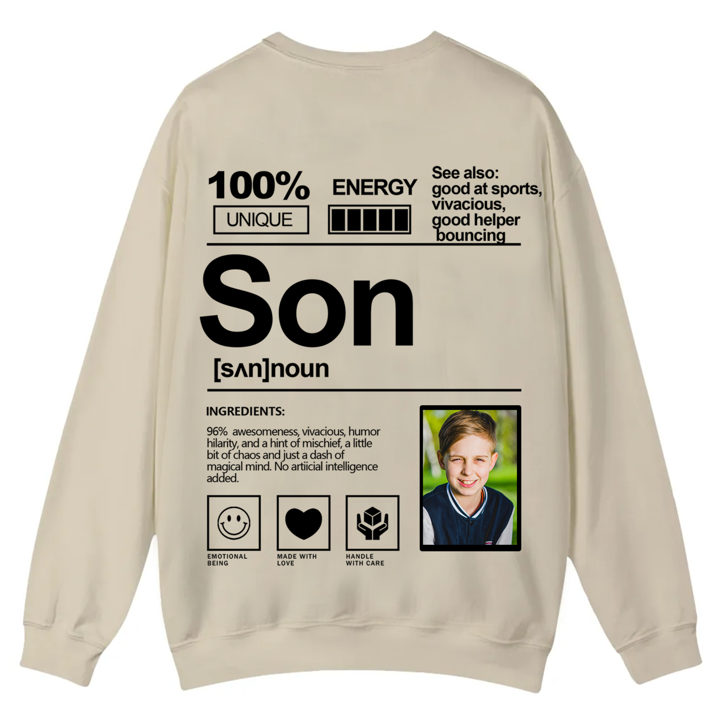 Addcustom  Photo family Casual Crewneck Sweatshirt