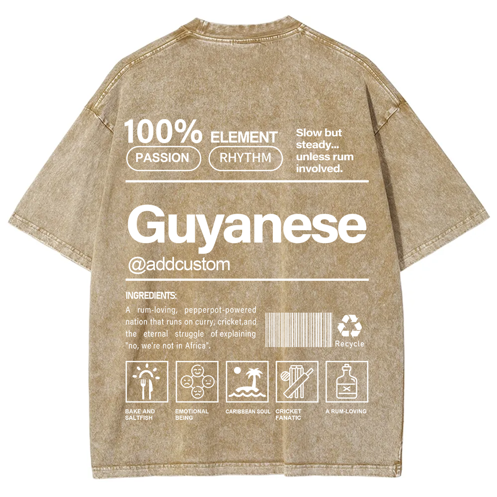 Guyanese Addcustom Unisex Fit  Washed T-Shirt