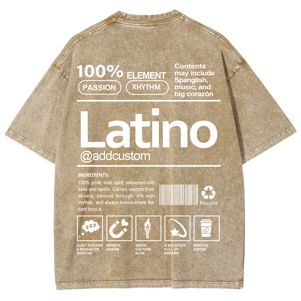 Latino Addcustom Unisex Fit  Washed T-Shirt