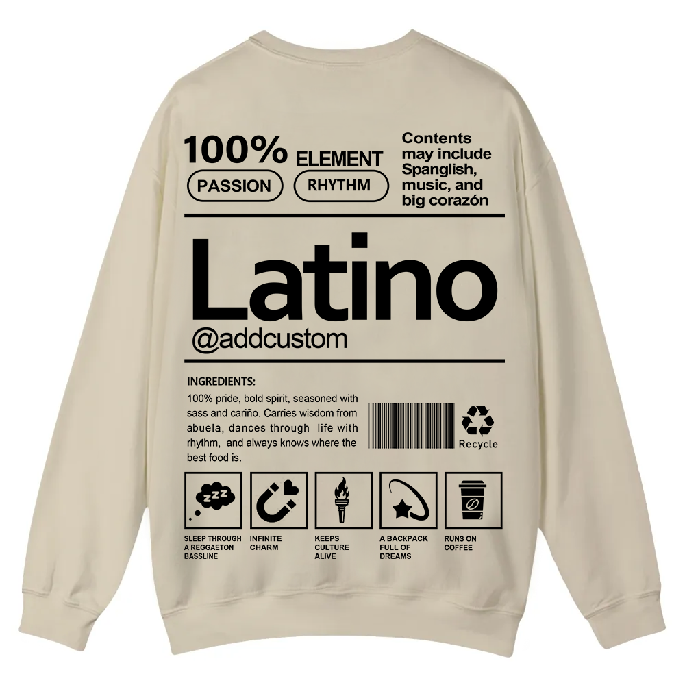Latino Addcustom Unisex Fit  Casual Crewneck Sweatshirt wearishow