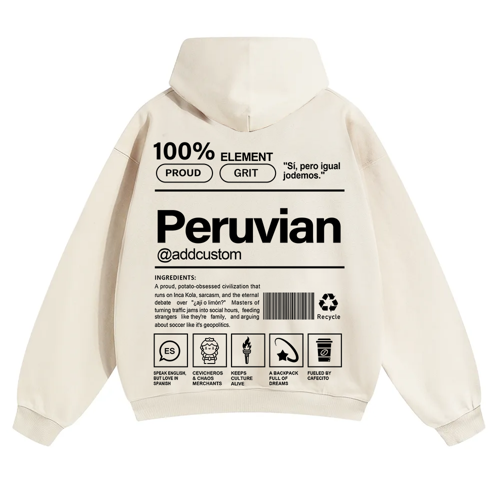 Peruvian Addcustom Unisex Fit Color Hoodie wearishow