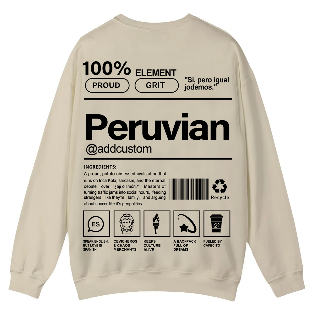 Peruvian Addcustom Unisex Fit  Casual Crewneck Sweatshirt wearishow