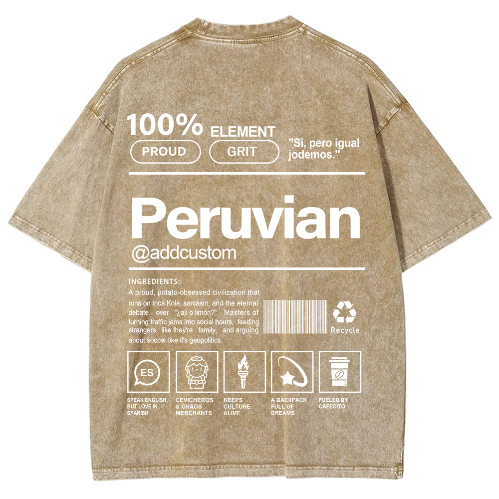 Peruvian Addcustom Unisex Fit  Washed T-Shirt