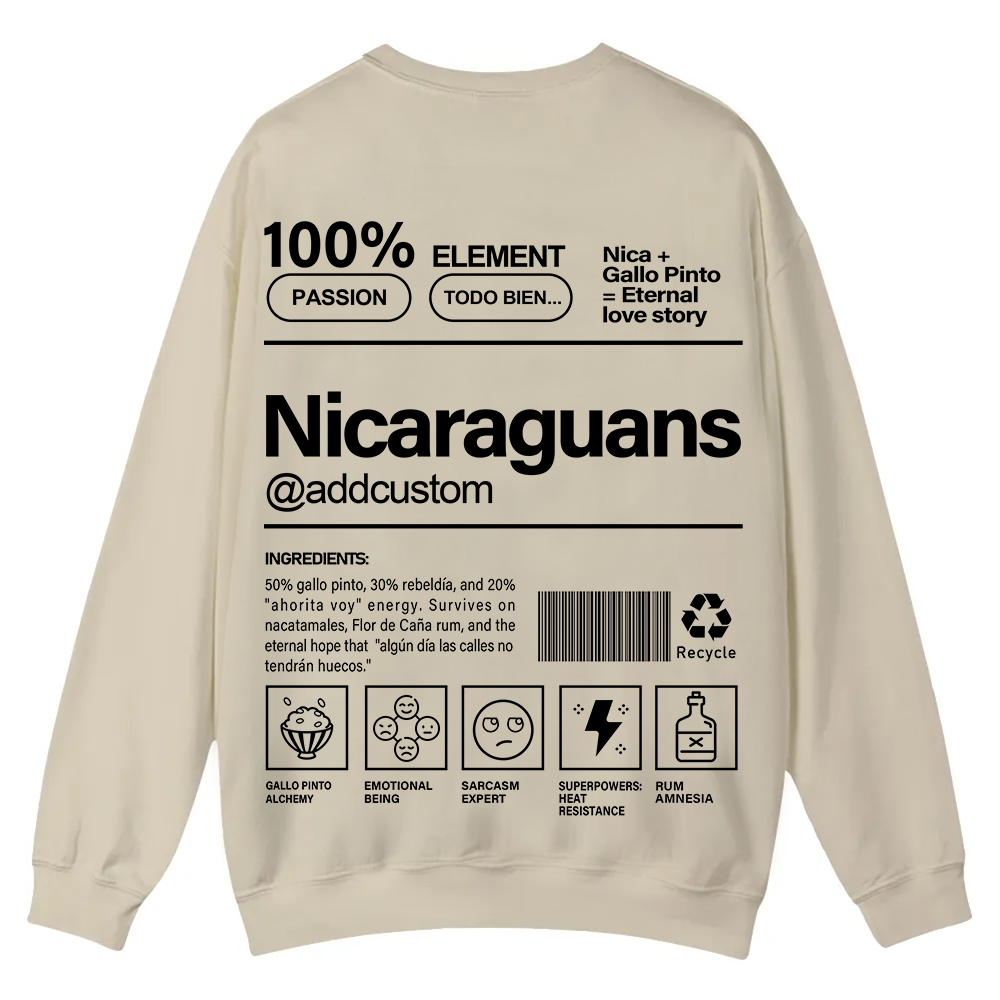 Nicaraguans Addcustom Unisex Fit  Casual Crewneck Sweatshirt wearishow