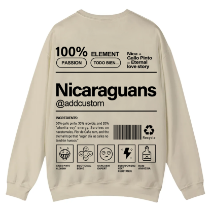 Nicaraguans Addcustom Unisex Fit  Casual Crewneck Sweatshirt wearishow