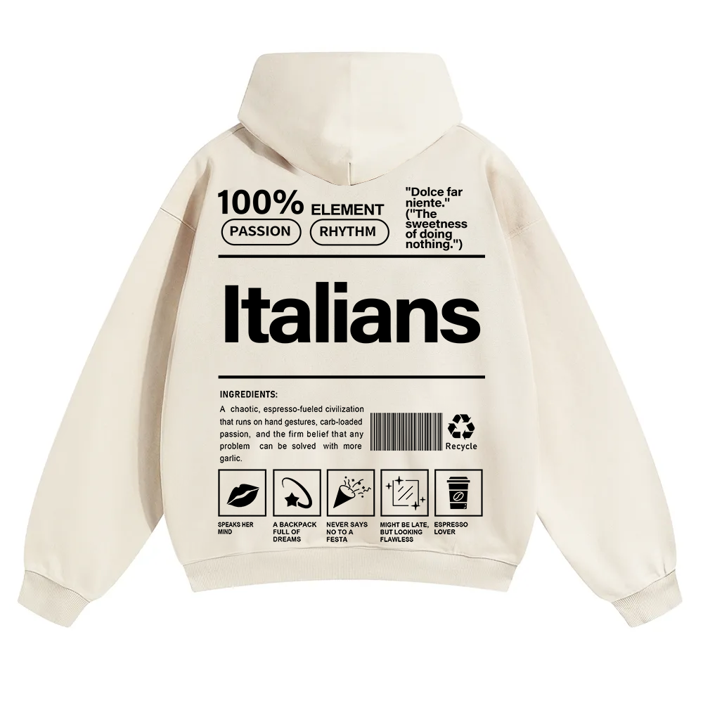 Italians Unisex Fit Color Hoodie wearishow