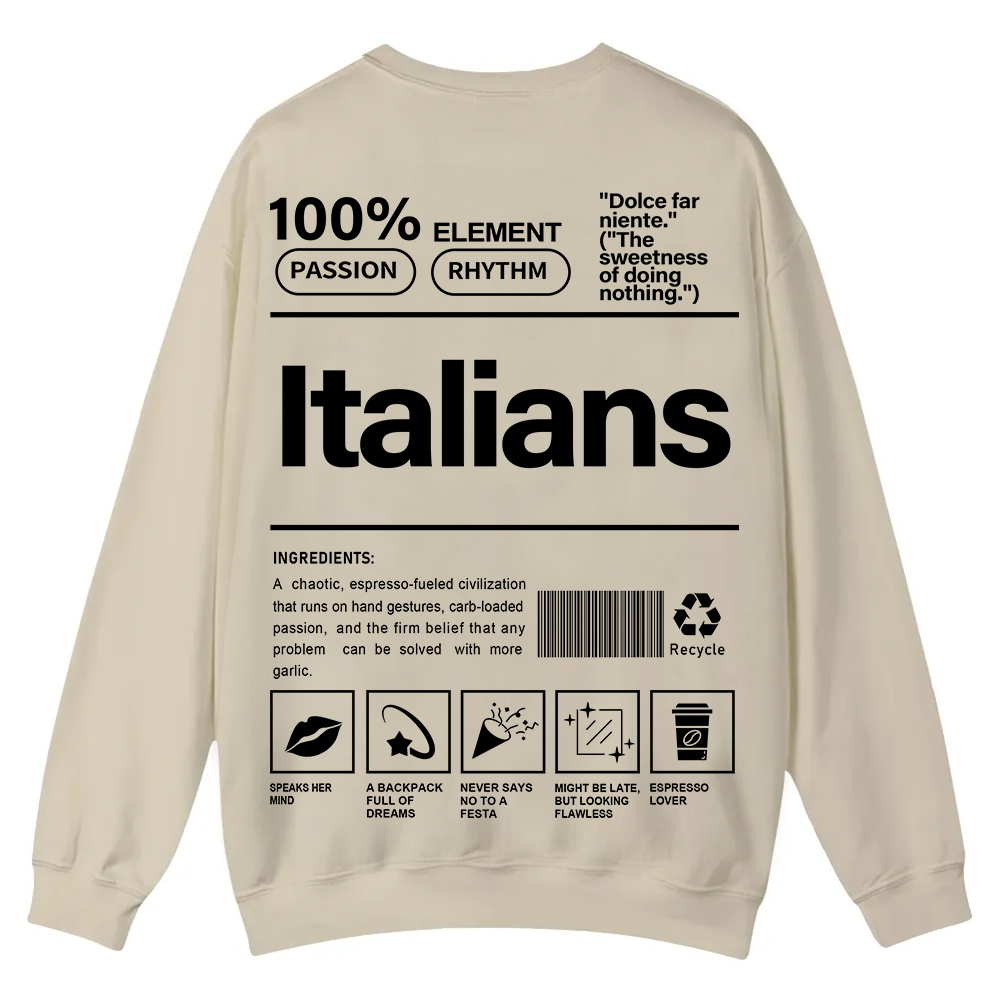 Italians Unisex Fit  Casual Crewneck Sweatshirt wearishow