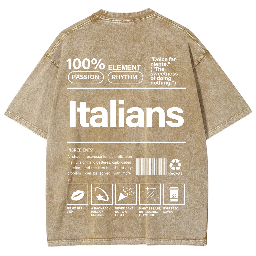 Italians Unisex Fit  Washed T-Shirt